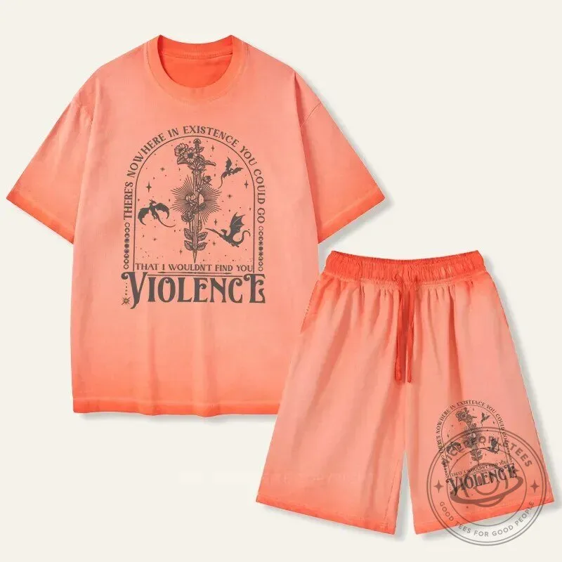 There's Nowhere In Existence You Could Go Violence Graphic T-Shirt and Shorts Set