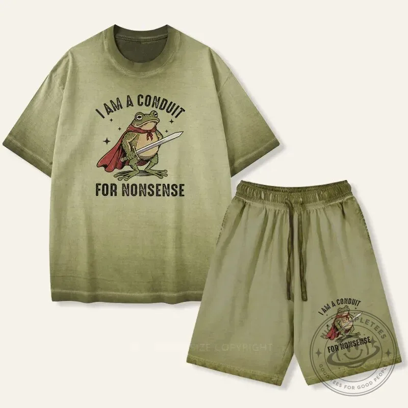 Funny Frog Knight I Am A Conduit For Nonsense Vintage Washed T-Shirt