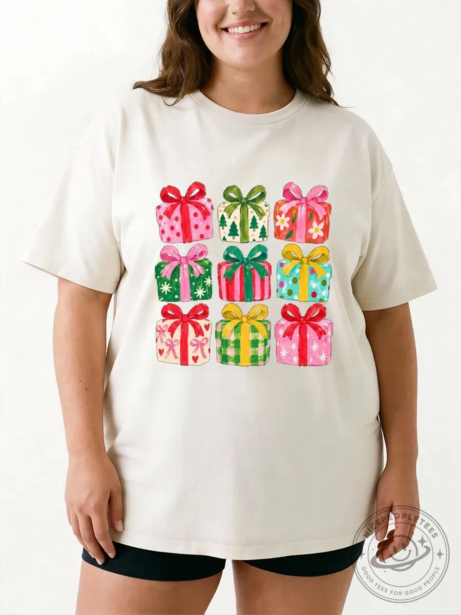 Vintage Colorful Christmas Presents Graphic T-Shirt