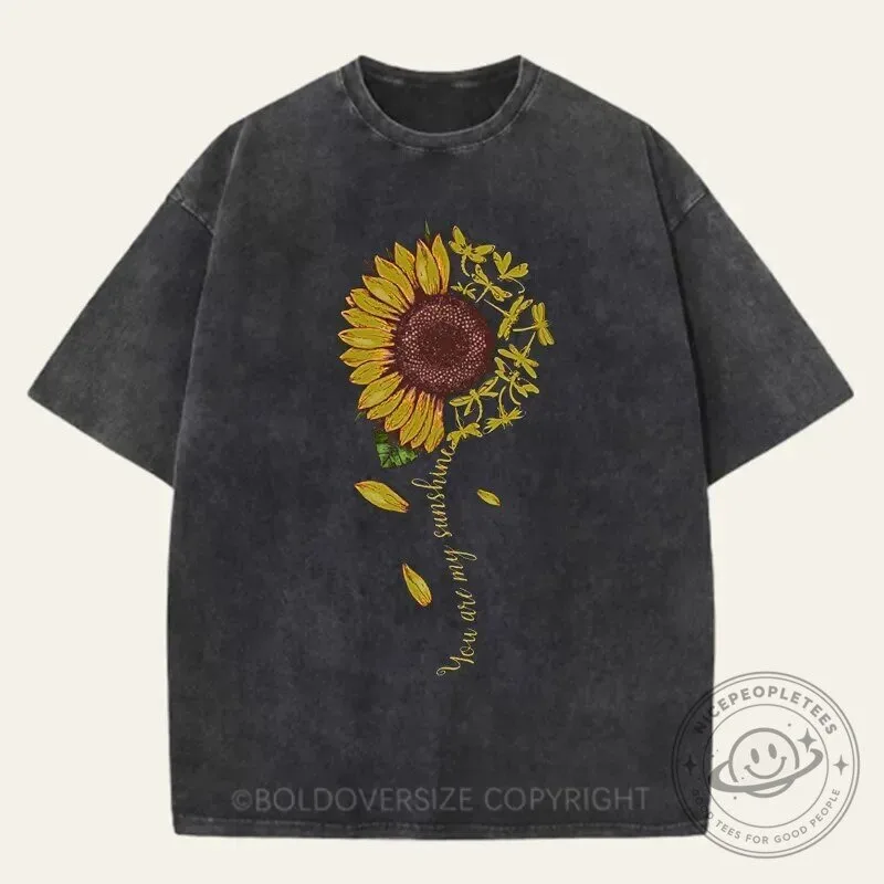 You Are My Sunshine Sunflower Vintage Washed Short Sleeve T-Shirt