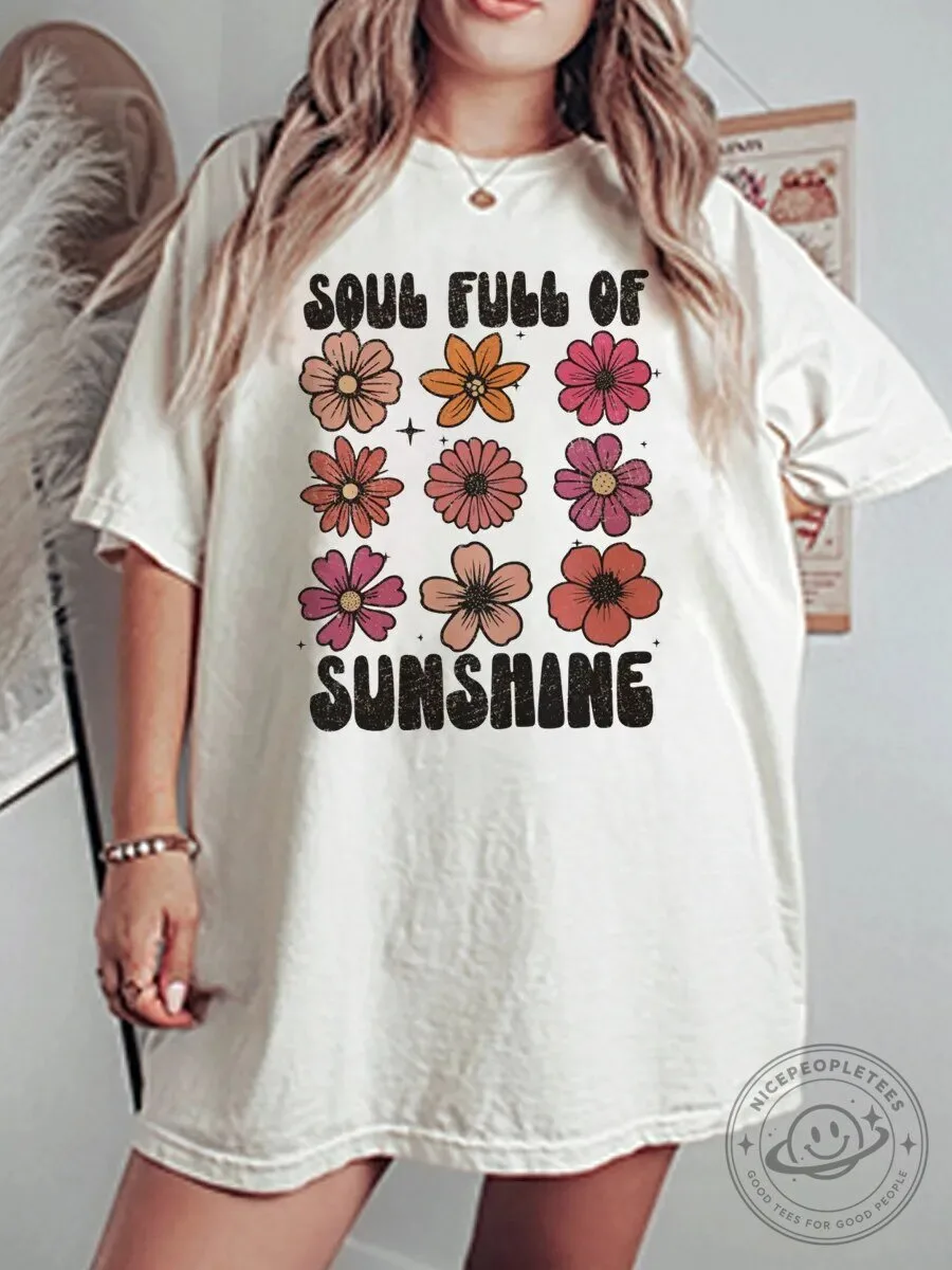 Soul Full Of Sunshine Floral Graphic Oversized T-Shirt