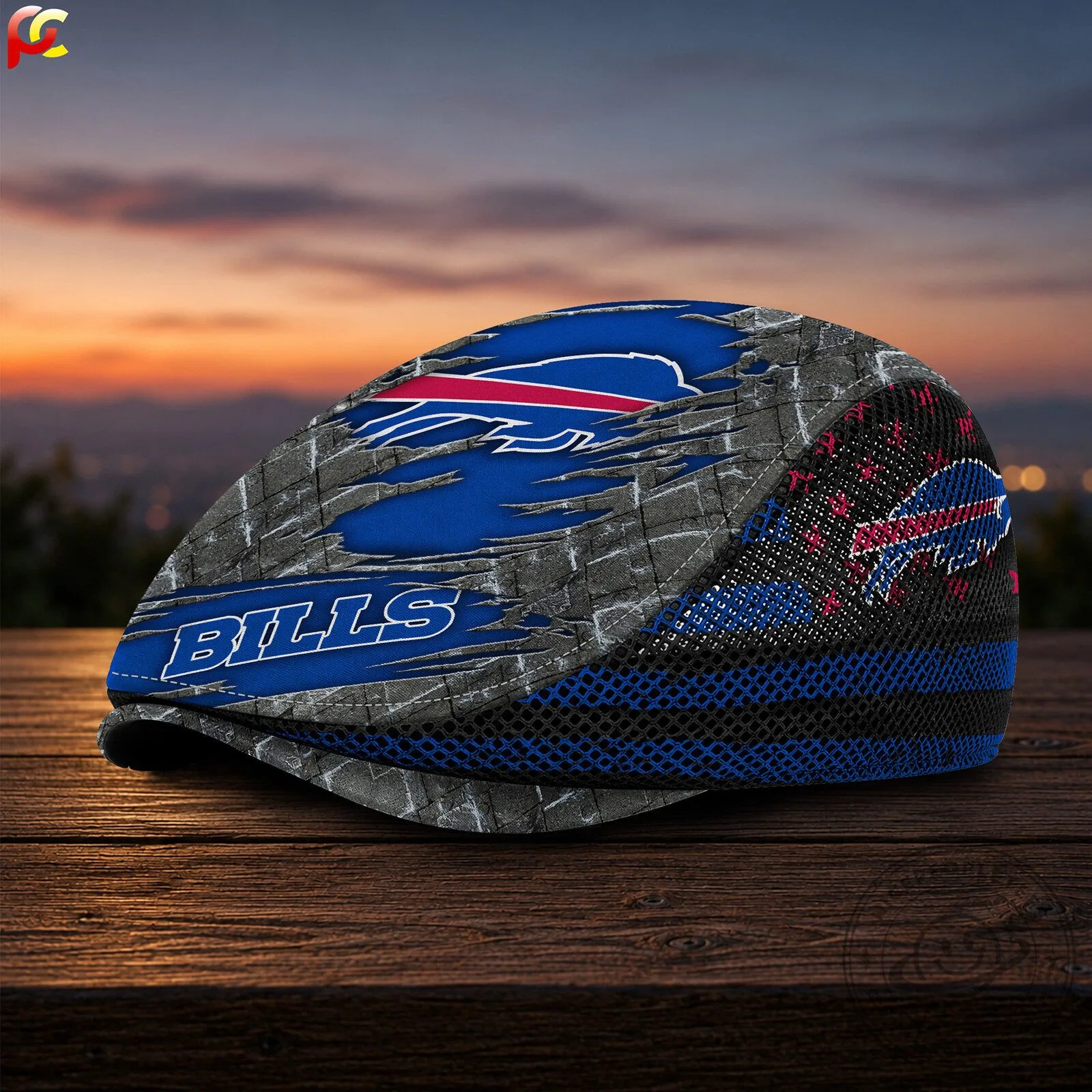 Buffalo Bills NFL Football Team Logo Mesh Flat Cap Golf Hat