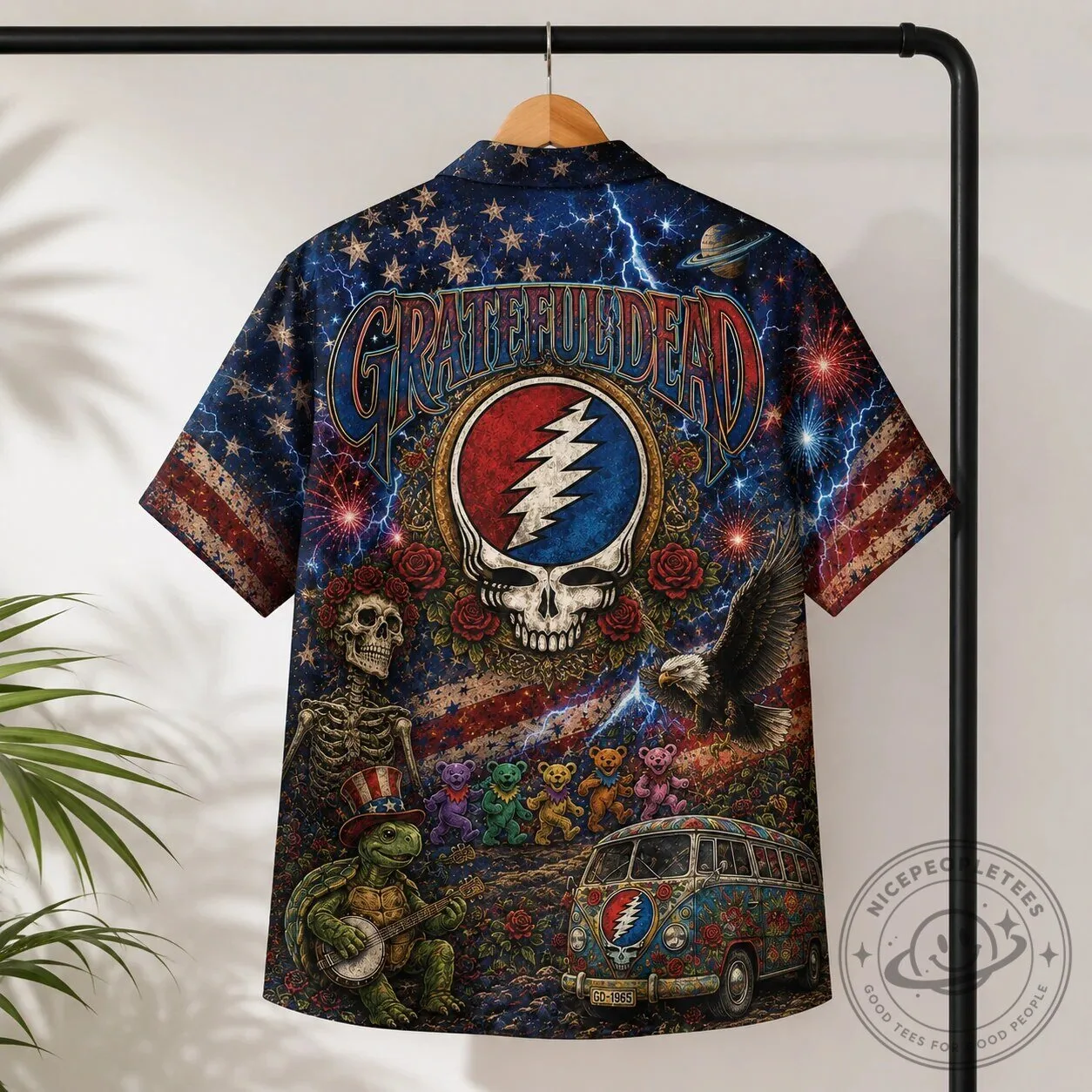 Grateful Dead Psychedelic Rock Band Skull and Roses Hawaiian Shirt 5 Grateful Dead Psychedelic Rock Band Skull and Roses Hawaiian Shirt