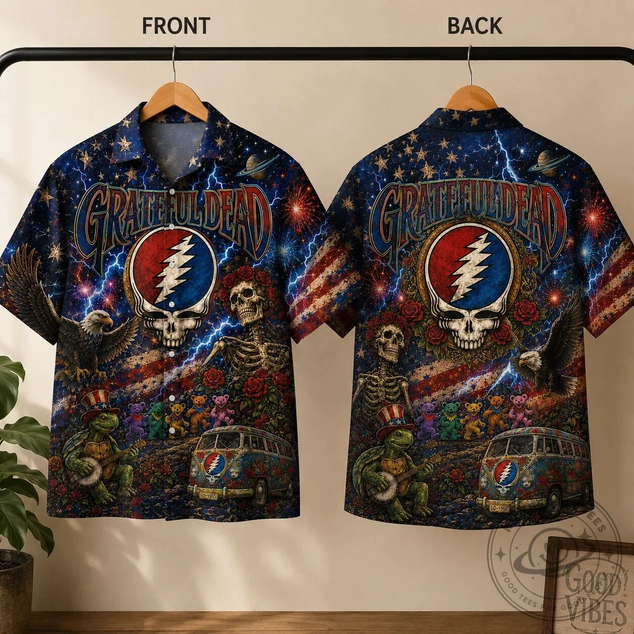 Grateful Dead Psychedelic Rock Band Skull and Roses Hawaiian Shirt 6 Grateful Dead Psychedelic Rock Band Skull and Roses Hawaiian Shirt