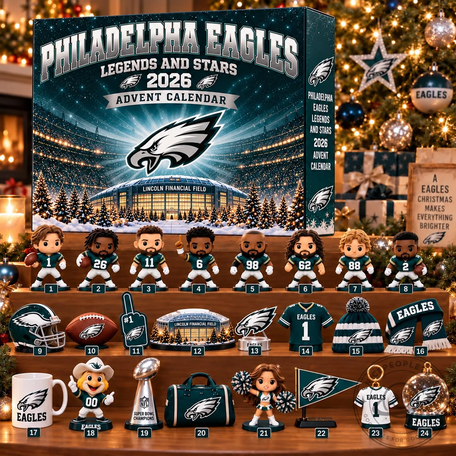 Philadelphia Eagles Legends and Stars 2026 Christmas Advent Calendar 2D
