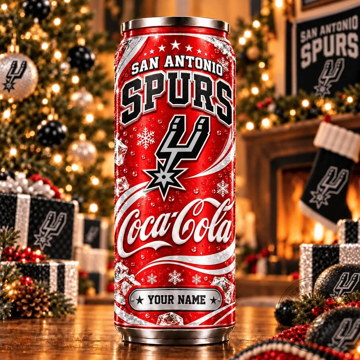 San Antonio Spurs Coca-Cola Personalized Christmas Can Tumbler