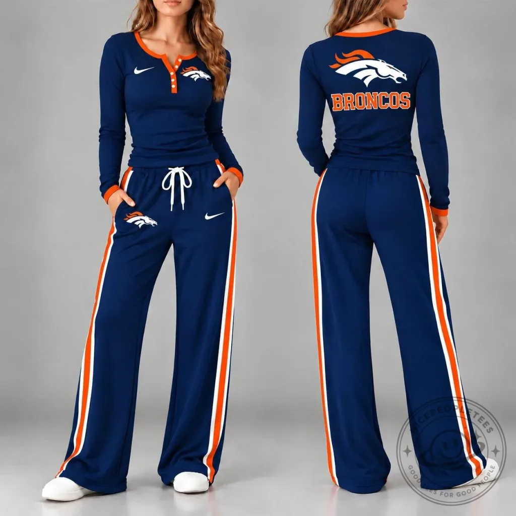 Denver Broncos National Football League Women's Long Sleeve Henley Top Denver Broncos National Football League Women's Long Sleeve Henley Top