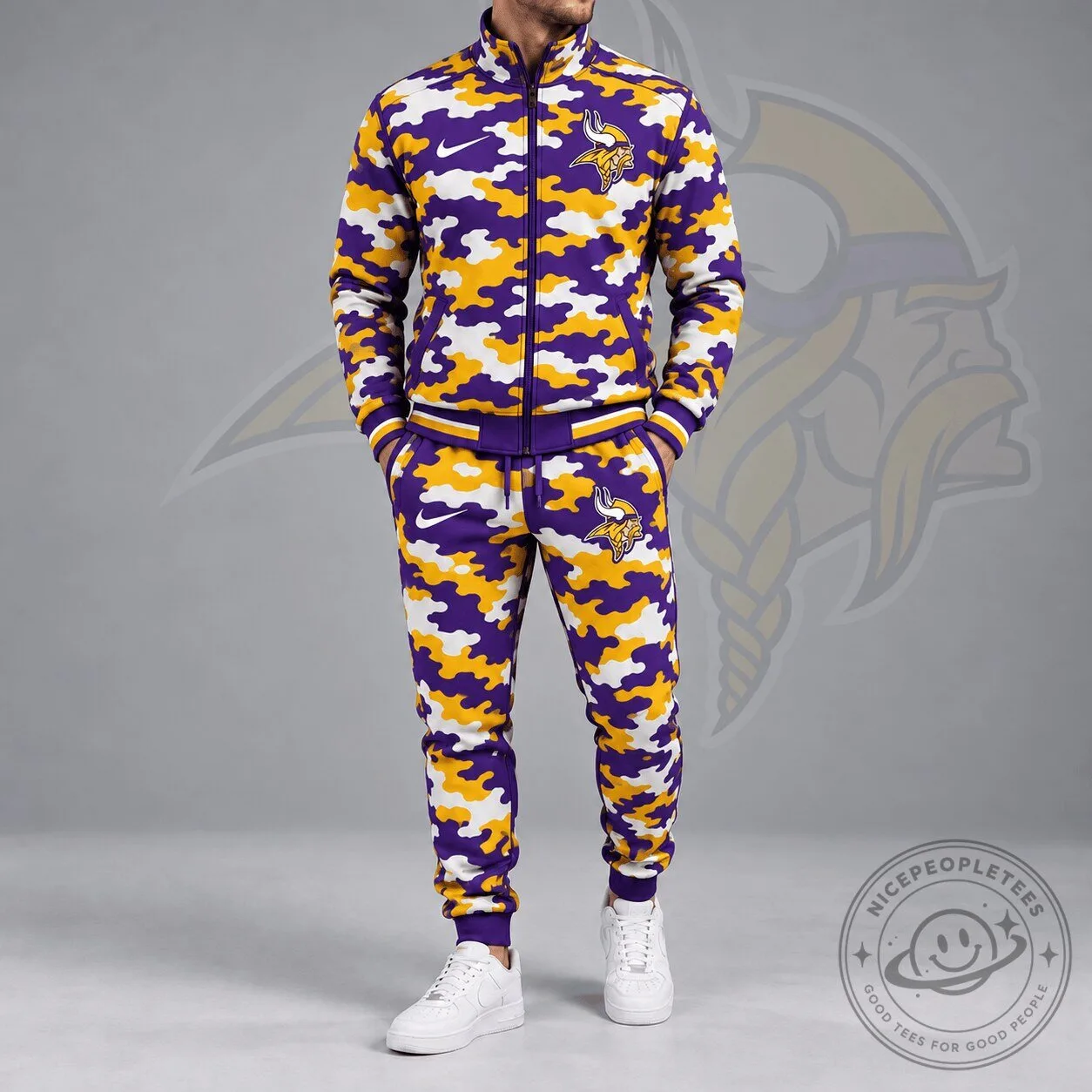 Minnesota Vikings Purple Gold Camouflage Pattern Full-Zip Track Jacket